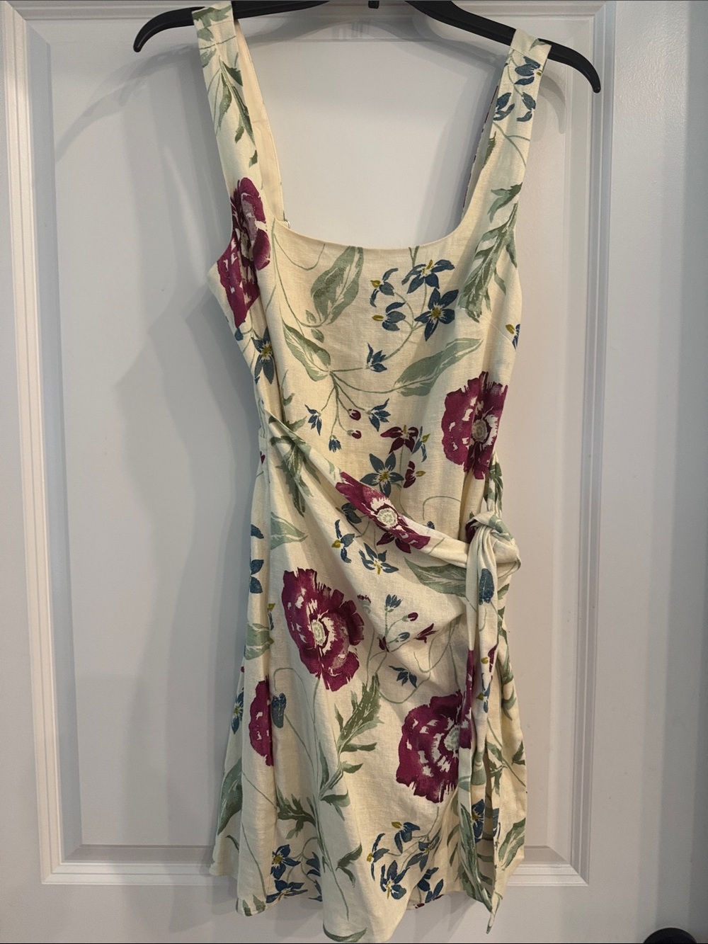 Express Cream Mini Dress with Burgundy Floral Print
